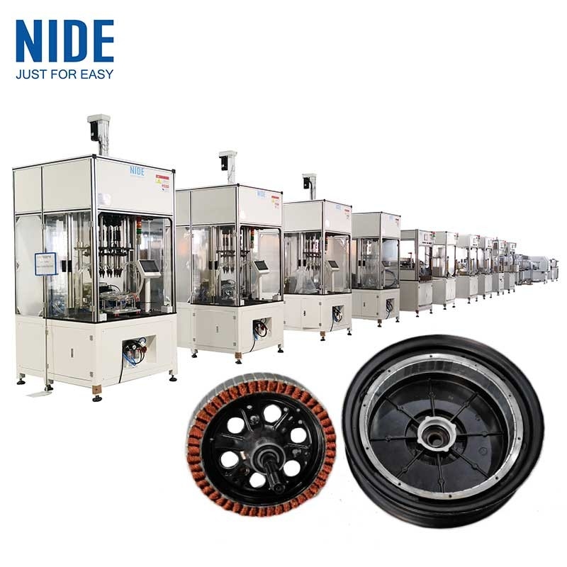 Sepeda listrik roda hub motor stator dan rotor jalur perakitan otomatis